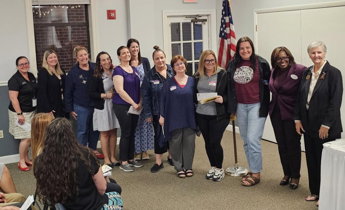 Dr. Laudani (pictured on the left) and 10 teachers receive checks to support programs at LCMS. Superintendent Serita Beaman attended to recognize her staff along with the Oviedo Women's Club President Roberta McQueen. (pictured right)