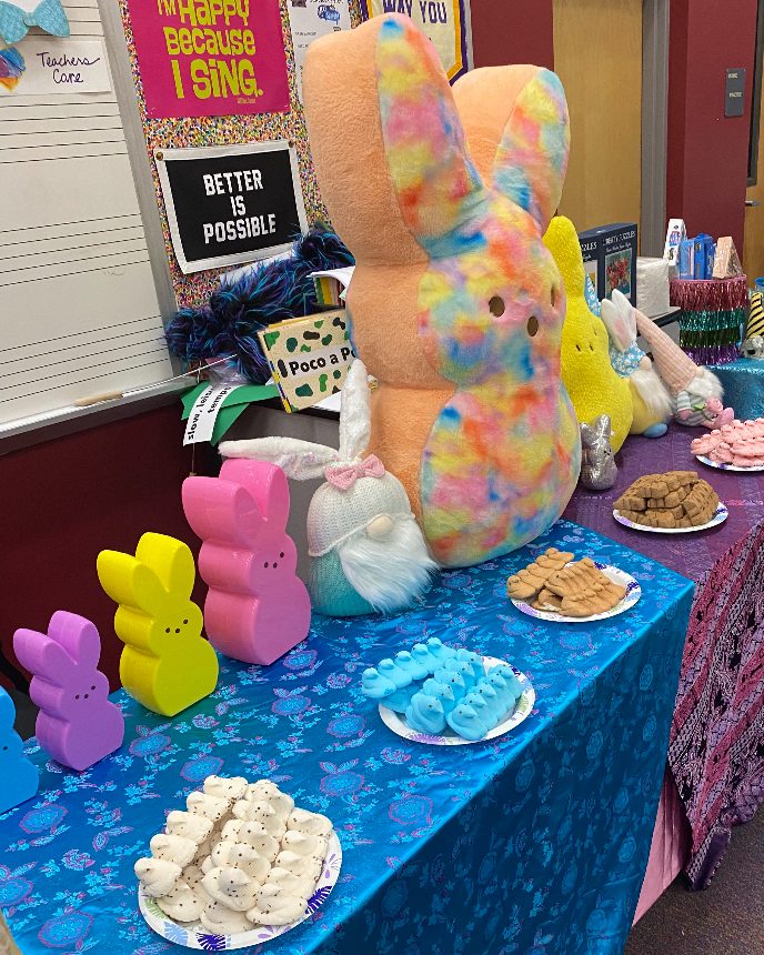 The setup in the Chorus class for the Peeps Party.