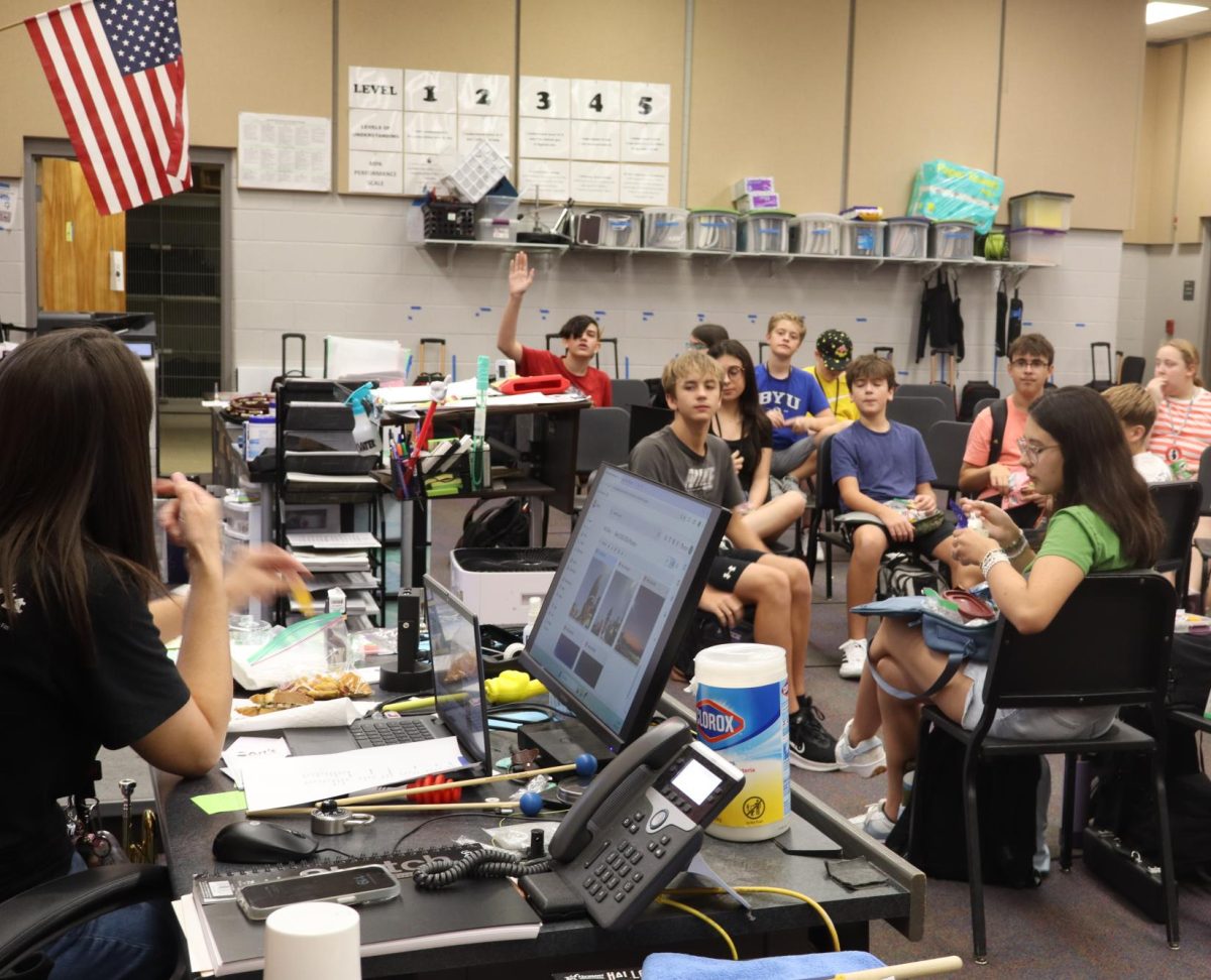 Mrs. Kuperman talks to the new Band Leadership team about expectations for leadership roles.
