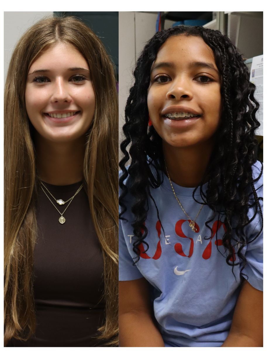 Let's play some volleyball! Tori (Right) and Brynn (Left) are on our JV and Varsity volleyball teams this year. "I am excited to see what our team is like in games!" said Brynn.