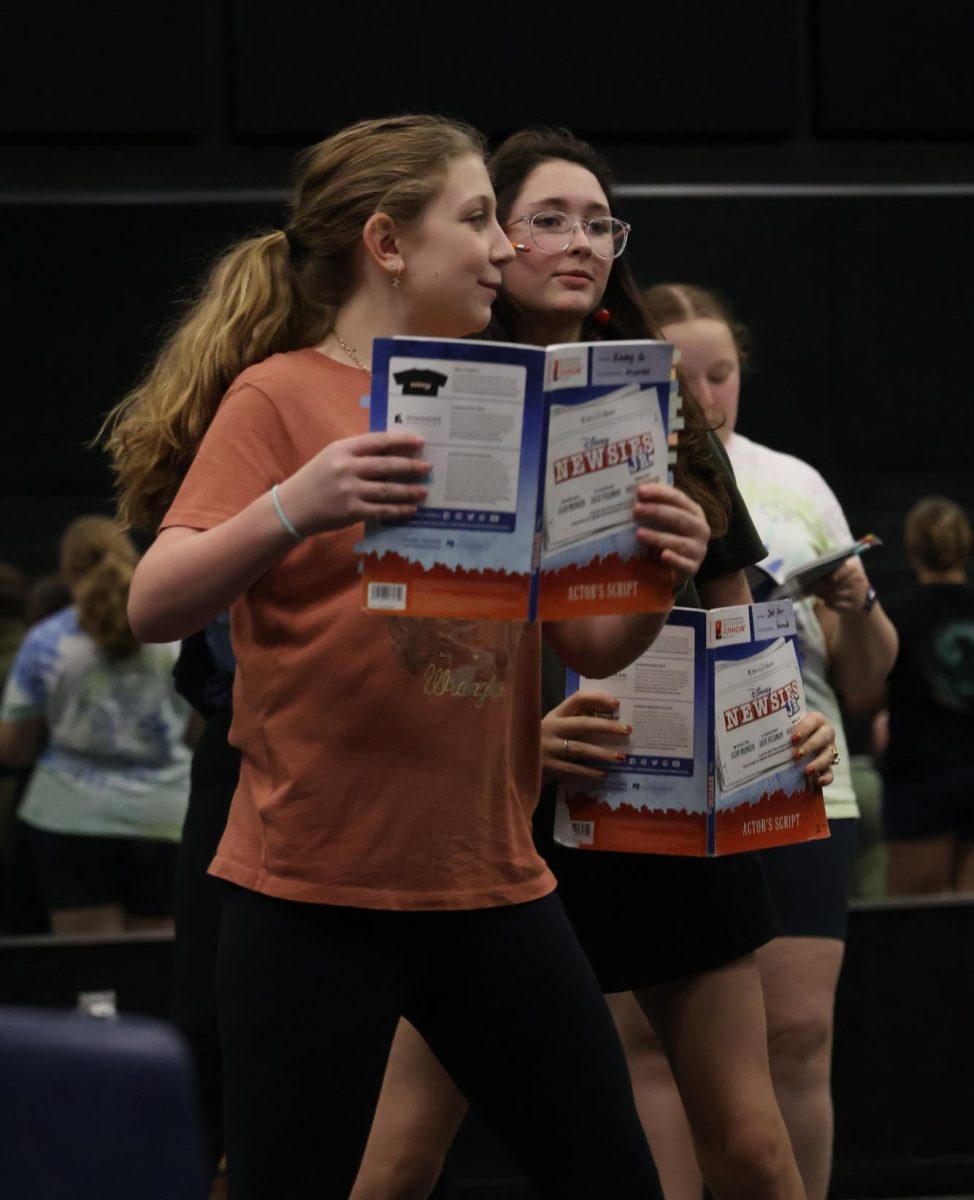 Zoey Greenstein and Jossalynn Shaw running choreography at one of their final rehearsals before the show.