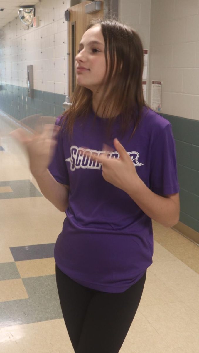 Avery Sullivan (7) giving advice to incoming middle schoolers.